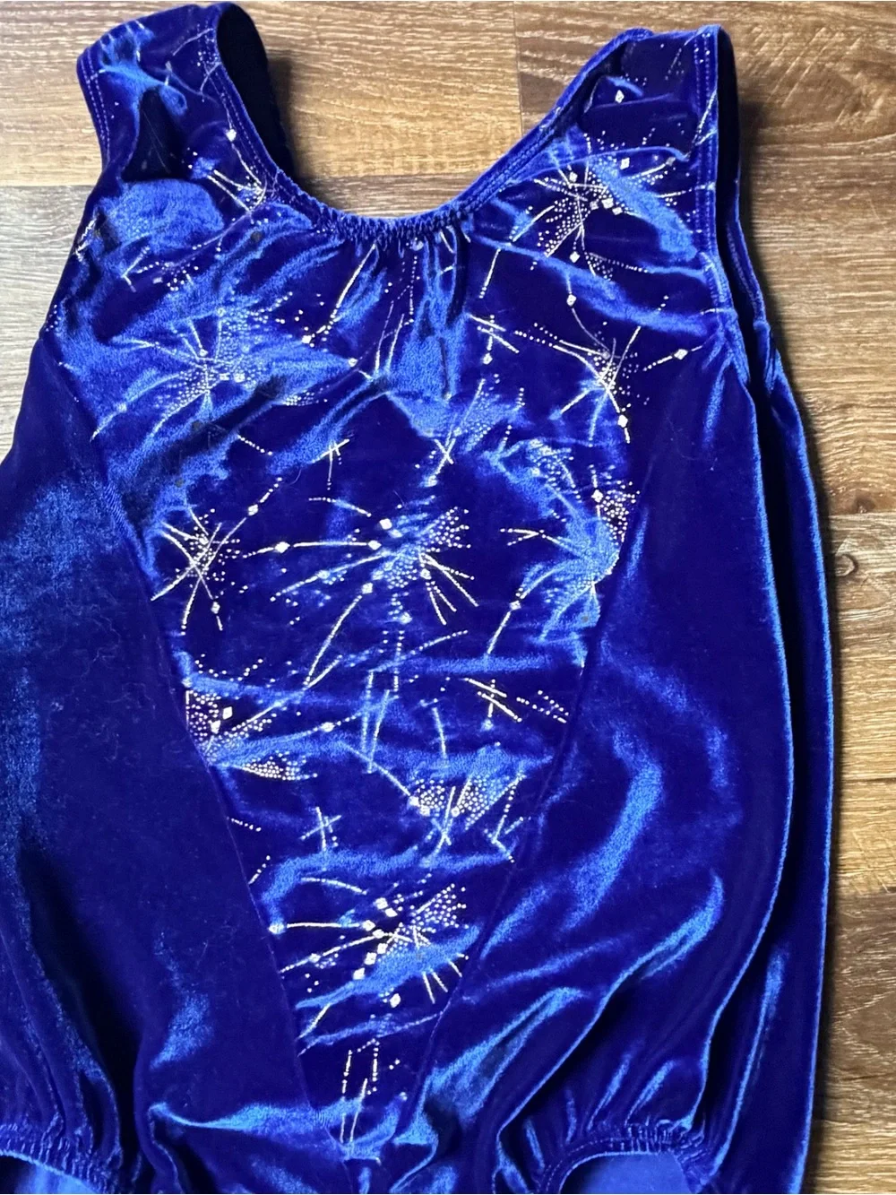 GK Elite Blue Velvet Gymnastics Leotard Youth Large